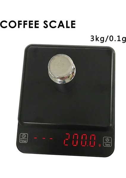 Şarj Edilebilir Model 3 Kg/0.1g Zamanlayıcı ile Kahve Terazisi El Demlenmiş LED Ekran Kahve Terazisi Taşınabilir Elektronik Dijital Yüksek Hassasiyetli Mutfak Terazisi (Yurt Dışından)