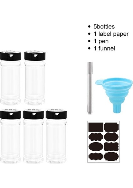 5 Şişe 5/10/15/20 Adet Tuz ve Biberlikler Baharat Kavanozları Baharat Konteyneri Plastik Bpa Içermez Teneke Kutu Seti Mutfak Şekerlik (Yurt Dışından)