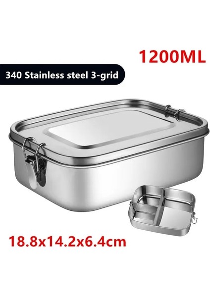1200 ml 3 Izgara 1/2/3 Izgaralar 304 Paslanmaz Çelik Öğle Yemeği Kutusu Gıda Kabı Bento Kutusu Üst Sınıf Aperatif Saklama Bölmesi Öğle Yemeği Kutusu Mutfak Eşyaları (Yurt Dışından)