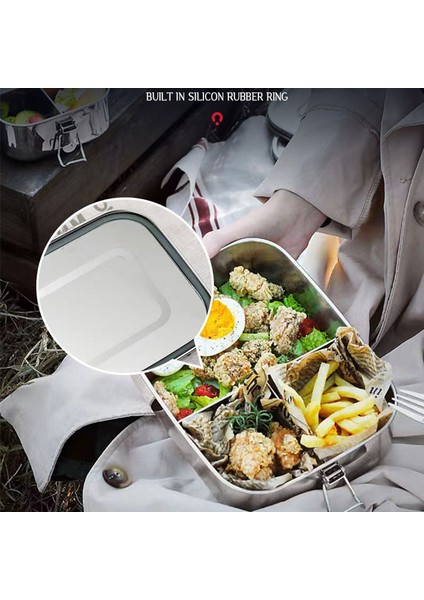1200 ml 3 Izgara 1/2/3 Izgaralar 304 Paslanmaz Çelik Öğle Yemeği Kutusu Gıda Kabı Bento Kutusu Üst Sınıf Aperatif Saklama Bölmesi Öğle Yemeği Kutusu Mutfak Eşyaları (Yurt Dışından)