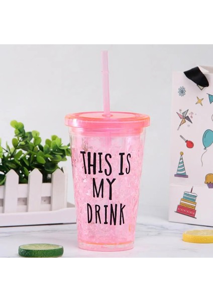 Mavi Yeniden Kullanılabilir Plastik Pipetli Bardak Kapaklı Su Soğuk Pipetli Bardaklar Su Içme Bardağı Suyu Bardakları Bardak Pipetli Kupa Drinkware (Yurt Dışından)