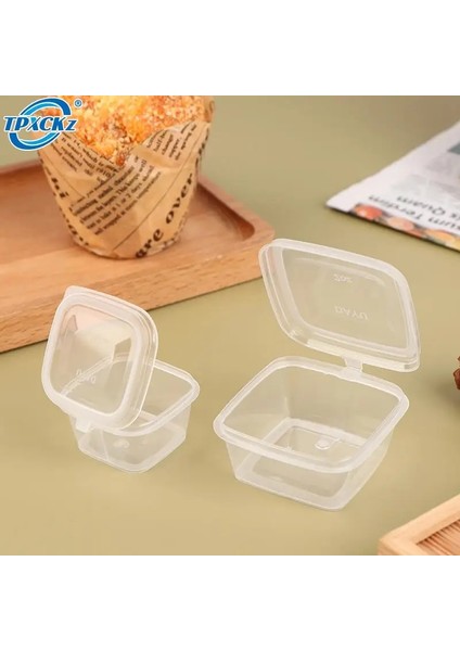 50 Adet Tek Kullanımlık Sos Mühürlü Kutu Mini Şeffaf Plastik Mühürlü Kutu Sos Baharat Saklama Kabı Kapaklı Kutu Mutfak Gereçleri (Yurt Dışından) fırsatları