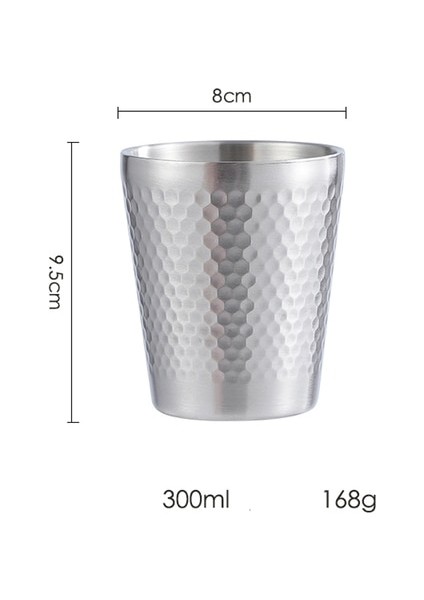300ML Kore Tarzı 304 Paslanmaz Çelik Çift Katmanlı Altın Su Bardağı Açık Barbekü Restoran Bira Içecek Bardağı Rahat Metal Çay Bardağı (Yurt Dışından)