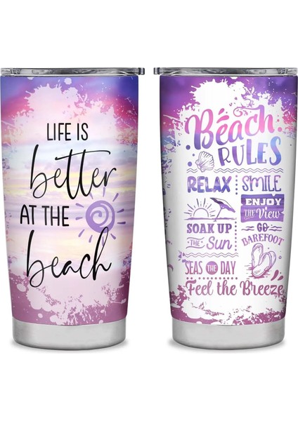 Stil 5 Plaj Paslanmaz Çelik Tumbler 20OZ Kadınlar Için Hediyeler, Plaj Aşığı Için En Iyi Plaj Temalı Hediye Fikirleri, Kız Kızı Için Plaj Kupası (Yurt Dışından) fırsatları