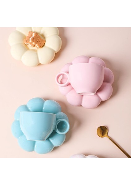 Stylea-Pembe 301-400 ml 2 Adet/takım Seramik Kahve Kupalar Iskandinav Fincan Ayçiçeği Tabağı ile Süt Çay Bardağı Tepsi ile Doğum Günü Yeni Yıl Hediyeleri Masa Dekorasyonu (Yurt Dışından) indirimleri