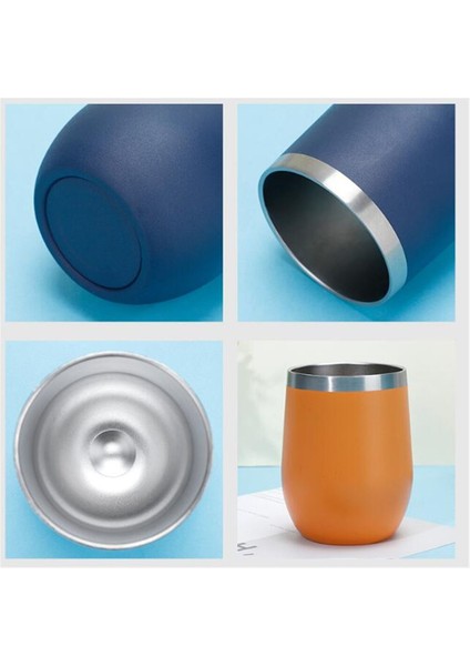 Siyah 301-400 ml Paslanmaz Çelik Şarap Bardakları Kapaklı 12 Oz Yalıtımlı Şarap Bardağı Köksüz Çift Duvar Vakum Şarap Bardağı Kahve (Yurt Dışından)