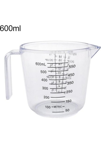 TRANSPARENT600ML 150/300/600ML Kolu Su Süt Yumurta Ölçeği Ölçüm Fincan Kupa Ölçüm Aracı (Yurt Dışından)