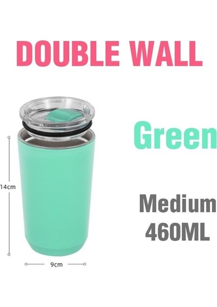 Açık Yeşil Paslanmaz Çelik Su Bardağı 460 ml Kapaklı Içme Deliği Isıya Dayanıklı Kahve Kupa Ev Kullanımı Için Isı Yok Seyahat Açık Hediyeler (Yurt Dışından)
