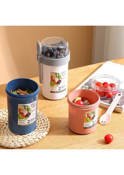 Yeşil Bir Gecelik Kutu Bardak Çift Katmanlı Iyi Sızdırmazlık Salata Bardağı Kahvaltı Salatası Yoğurt Fındık Yağ Azaltma Kapaklı Bardak Kaşık Ev Için (Yurt Dışından) modelleri