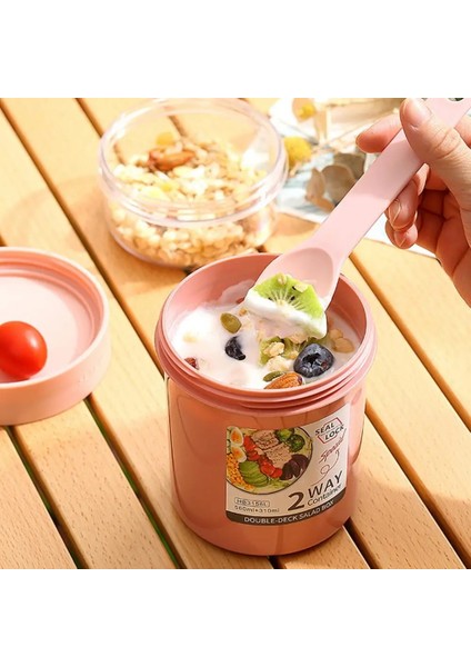 Yeşil Bir Gecelik Kutu Bardak Çift Katmanlı Iyi Sızdırmazlık Salata Bardağı Kahvaltı Salatası Yoğurt Fındık Yağ Azaltma Kapaklı Bardak Kaşık Ev Için (Yurt Dışından) fırsatları