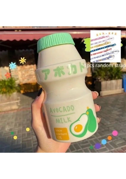 Kayış ile Yeşil 480 ml 480 ml Sevimli Su Şişesi Çocuklar Için Taşınabilir Drinkware Okul Su Şişesi Anti-Sonbahar Kamp Su Şişesi Kızlar Için Süt Bardak (Yurt Dışından)