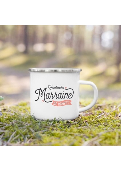 UXH177132-A015WH 8 cm Fransız Baskılı Emaye Yaratıcı Kahve Fincanları Kamp Kupalar Kolu Drinkware Tatil Kupa Doğum Günü Anneler Günü Hediyeleri Vaftiz Anası Için (Yurt Dışından)
