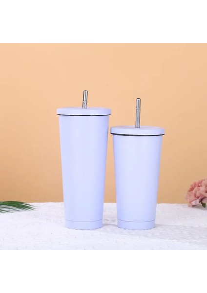 Mor 500ML Paslanmaz Çelik Çift Kahve Bira Kupası Pipetli Vakum Yalıtım Çay Bardağı Metal Drinkware Su Şişesi Seyahat Aksesuarları (Yurt Dışından) modelleri