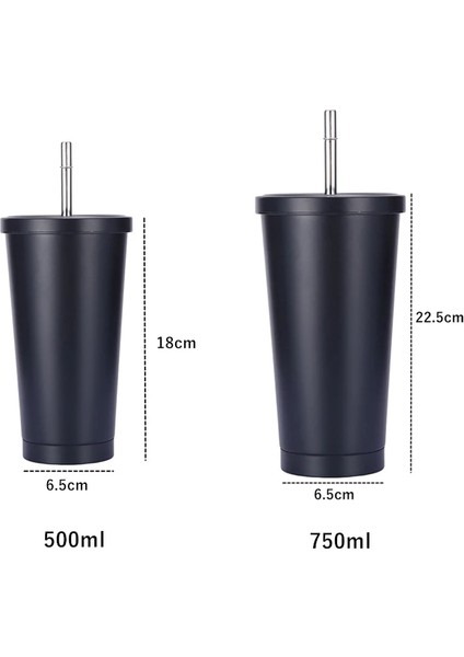 Mor 500ML Paslanmaz Çelik Çift Kahve Bira Kupası Pipetli Vakum Yalıtım Çay Bardağı Metal Drinkware Su Şişesi Seyahat Aksesuarları (Yurt Dışından) fırsatları