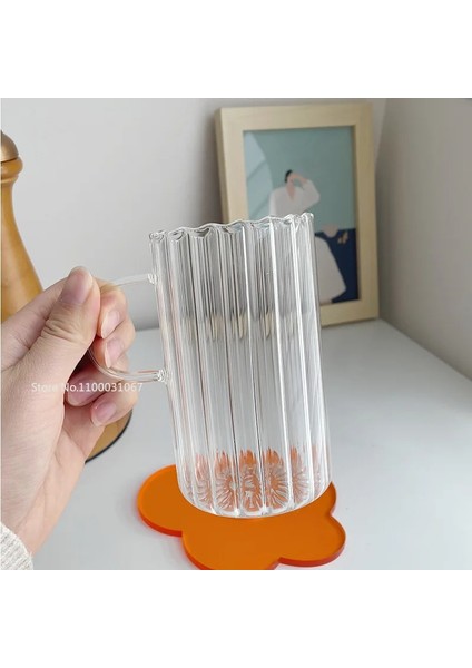 325ML 1 Adet Şerit Cam Kupa Yaratıcı Büyük Süt Suyu Su Kahve Kulplu Fincan Şeffaf Kupa Tatlı Yulaf Ezmesi Kahvaltı Fincan (Yurt Dışından) fırsatları