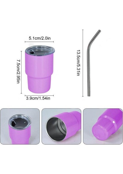 Mor Ev Süblimasyon Bardak Boş Çok Yönlü Ev Seyahat Vakum Şişeler Paslanmaz Çelik Ev 2 Oz Kahve Kapaklı Kupa (Yurt Dışından)