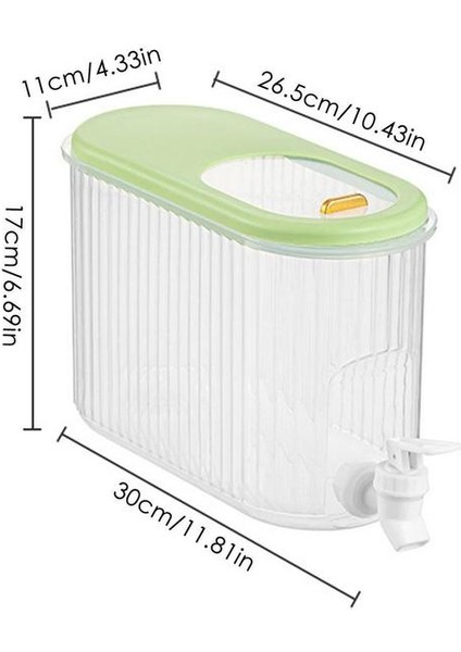 Yeşil 4l Büyük Kapasiteli Soğuk Su Kovası Musluklu Buzdolabı Suyu Içecek Içecek Dağıtıcı Sürahi Ev Partisi Buzlu Çay Limonata Soğuk (Yurt Dışından)