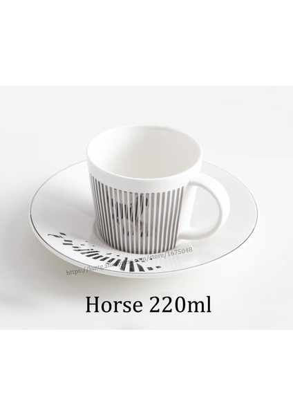 Altın Baykuş 90 ml Yaratıcı At Anamorfik Fincan Ayna Yansıma Fincan Sinek Kuşu Kupa Kahve Çay Seti Coaster ile 90 ML-220 ml Su Şişesi (Yurt Dışından)