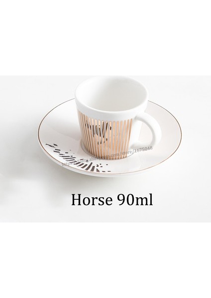 Altın Baykuş 90 ml Yaratıcı At Anamorfik Fincan Ayna Yansıma Fincan Sinek Kuşu Kupa Kahve Çay Seti Coaster ile 90 ML-220 ml Su Şişesi (Yurt Dışından)