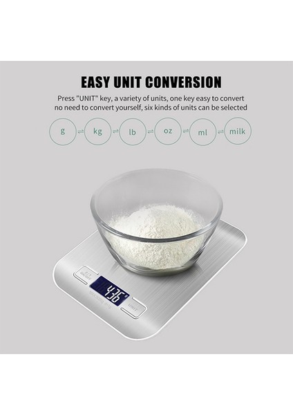 CF102-5KG 10/5kg Ev Mutfak Terazisi Paslanmaz Çelik Tartı Ölçeği Gıda Diyet Dengesi Ölçme LCD Hassas Elektronik Terazi (Yurt Dışından)
