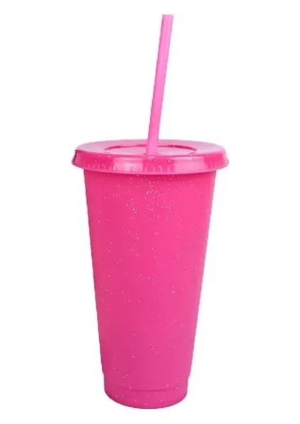 Kırmızı 710 ml Pipetli Su Bardağı Renk Değiştiren Su Şişesi Kapaklı ve Pipetli Su Bardağı Içme Bardağı Vaso Con Tapa Y Pajita (Yurt Dışından)