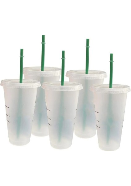 1 Adet 710 ml Logolu 700 ml Yeniden Kullanılabilir Renk Değişimi Flaş Parlak Kahve Fincanları Plastik Tumbler Kapaklı Plastik Bardak Logolu Kahve Kupa Kahve Dükkanı Için (Yurt Dışından)