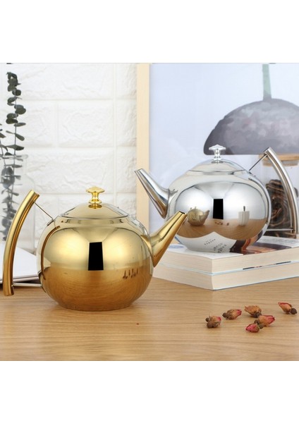 Gümüş 1.5l Moda Kalın 304 Paslanmaz Çelik Su Isıtıcısı Çaydanlık Filtreli Otel Cezve Restoran Indüksiyon Ocak Çaydanlık (Yurt Dışından)