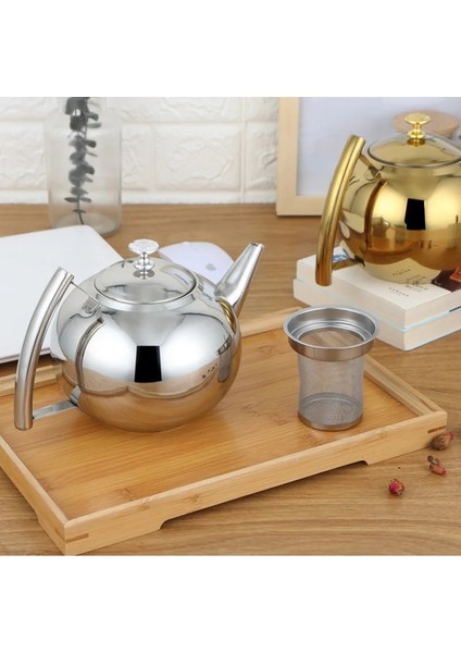 Gümüş 1.5l Moda Kalın 304 Paslanmaz Çelik Su Isıtıcısı Çaydanlık Filtreli Otel Cezve Restoran Indüksiyon Ocak Çaydanlık (Yurt Dışından)