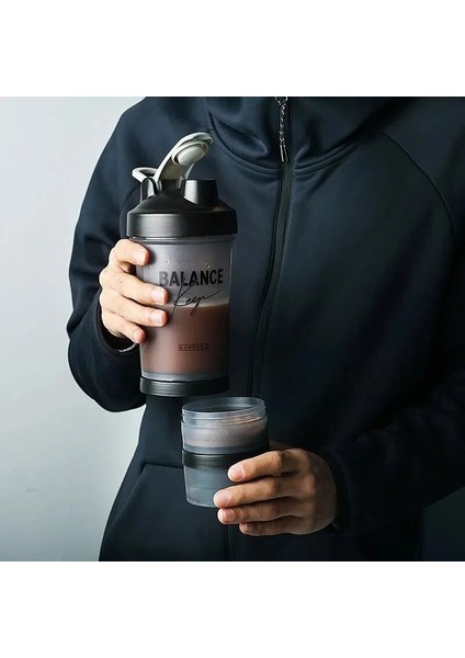 Tip B (Gri) 3 Katlı Çalkalayıcı Protein Şişesi Toz Karıştırma Kabı 500ML Büyük Kapasiteli Taşınabilir Su Şişesi Spor Salonu Vücut Geliştirme Spor Şişesi (Yurt Dışından) fırsatları