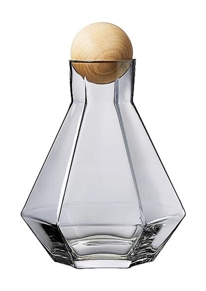 Kettke Gri Lüks Elmas Şekli Cam Su Isıtıcısı Doğal Ahşap Top Kapaklı Temizle Soğuk Su Sürahisi Suyu Içecek Sürahi Ev Drinkware (Yurt Dışından)