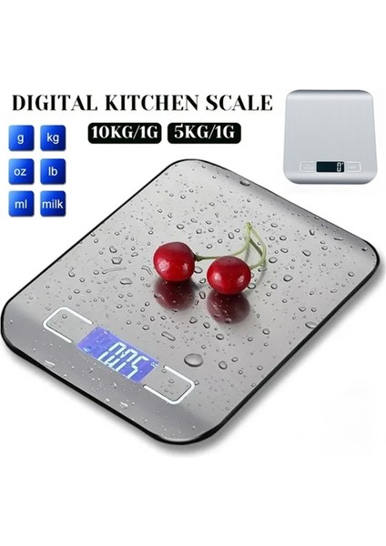 5kg 1g Siyah Dijital Mutfak Terazisi 5KG/10KG Paslanmaz Çelik Panel Hassas Küçük Platformlu Kantar Taşınabilir Çok Fonksiyonlu LCD Ekran (Yurt Dışından) modelleri
