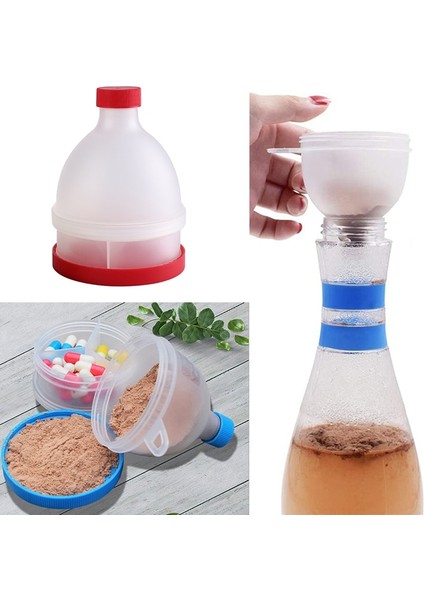 Mavi Protein Tozu Tozu Hunisi Çalkalayıcı Şişe Üç Bölmeli Hap Depolama Spor Salonu Su Hunileri Konteyner Dağıtıcı Takviyesi (Yurt Dışından) modelleri