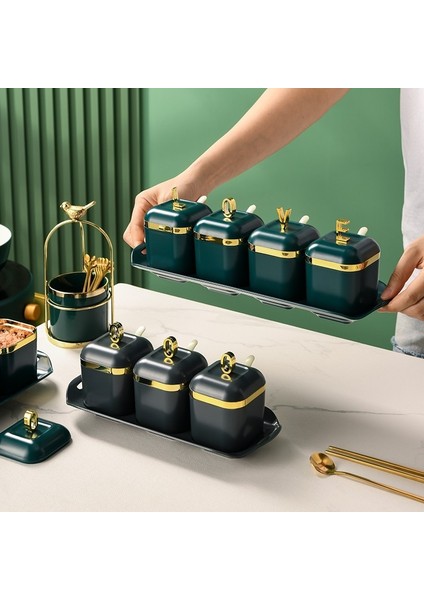 3 Izgaralar Yeşil Baharat Kutusu Kapaklı Set Tuz Biber Baharat Rafı Kavanoz Şekerlik Mutfak Gadget Cihaz Setleri Kapaklı Baharat Kutusu Organizatör (Yurt Dışından) modelleri