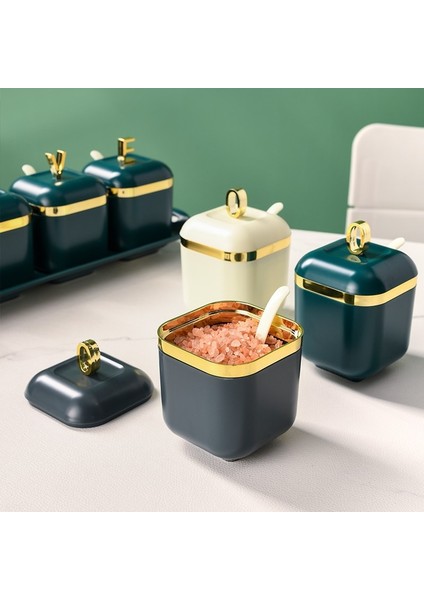 3 Izgaralar Yeşil Baharat Kutusu Kapaklı Set Tuz Biber Baharat Rafı Kavanoz Şekerlik Mutfak Gadget Cihaz Setleri Kapaklı Baharat Kutusu Organizatör (Yurt Dışından) fırsatları