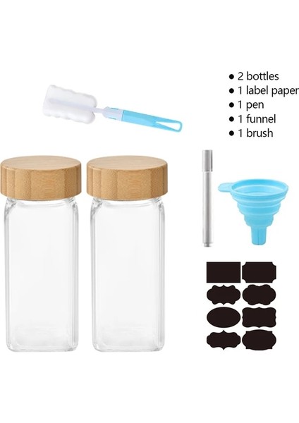 2 Adet Kavanoz Seti Mutfak Organizatör ve Saklama Kabı Bambu Kapaklı Cam Baharat Kavanozları Tuz ve Biber Çalkalayıcılar Baharat Organizatör Baharat Kavanoz Seti (Yurt Dışından)