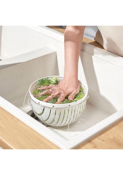 Yeşil Pişirme Salata Doğrayıcı Kase Sebze Dilimleri Kesilmiş Saklama Kabı Kapağı Meyve Yıkama Kesici Manuel Parçalayıcı Sebze Kurutucu Kesici Kase (Yurt Dışından) fırsatları