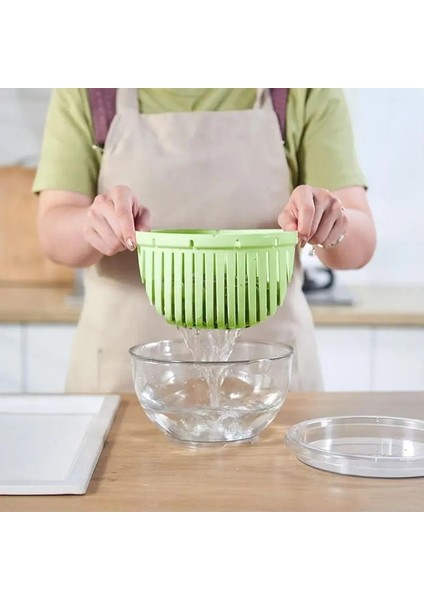 Yeşil Pişirme Salata Doğrayıcı Kase Sebze Dilimleri Kesilmiş Saklama Kabı Kapağı Meyve Yıkama Kesici Manuel Parçalayıcı Sebze Kurutucu Kesici Kase (Yurt Dışından) indirimleri