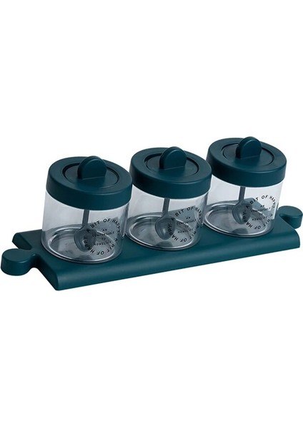 No 02 Baharat Kutusu Plastik Mutfak Baharat Kavanozu Toz Geçirmez Baharat Saklama Kabı Kaşıklı Yeşil (Yurt Dışından)