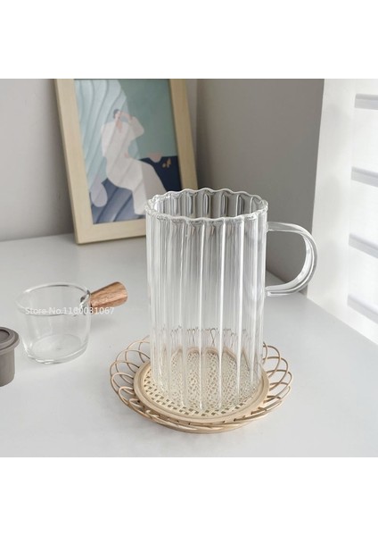 400ML 1 Adet Şerit Cam Kupa Yaratıcı Büyük Süt Suyu Su Kahve Kulplu Fincan Şeffaf Kupa Tatlı Yulaf Ezmesi Kahvaltı Fincan (Yurt Dışından) modelleri
