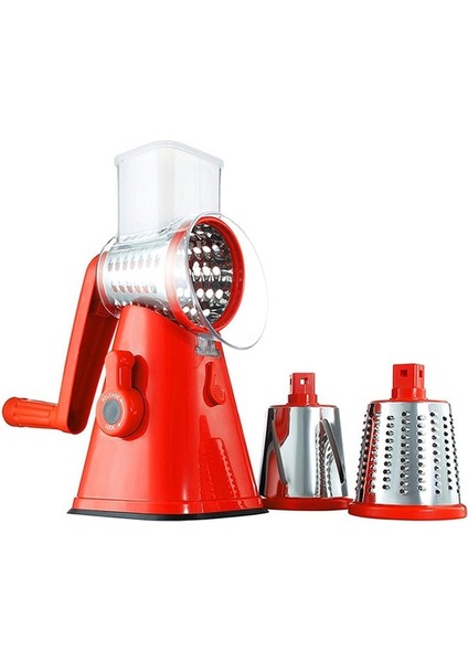 Kırmızı 3 In 1 Çok Fonksiyonlu Davul Kesici Dilimleme Döner Rende Mutfak Robotu Havuç Peynir Sebze Parçalayıcı Chopper Mutfak Aracı (Yurt Dışından)