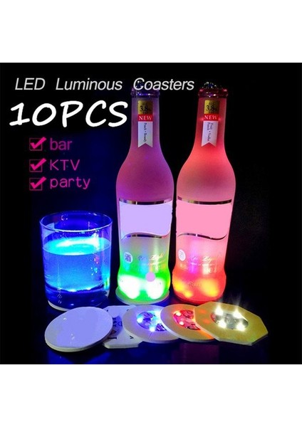 Çok Renkli 1 Adet 10 Adet LED Çubuk Işığı Up Coaster Çıkartmalar Içecekler Için Bardak Şarap Likör Şişesi Bardak Altlığı Atmosfer Işığı Mutfak Aksesuarları (Yurt Dışından)