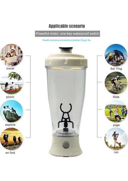 Siyah 350 ml Elektrikli Protein Tozu Karıştırma Fincan Taşınabilir Süt Kahve Blender Su Isıtıcısı Seyahat Spor Salonu Eğitim Shaker Şişeleri (Yurt Dışından)