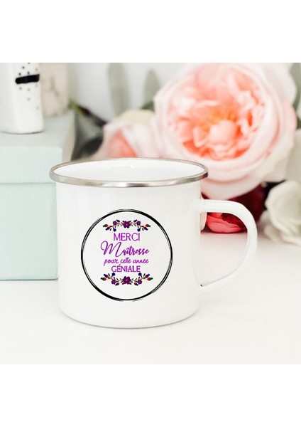 XH1729-A015WH-8 Fransız Çiçek Baskılı Kupalar Yaratıcı Kahve Çay Bardak Içecekler Su Süt Kupası Emaye Kupa Okul Ev Kolu Drinkware Öğretmen Hediyeler (Yurt Dışından)