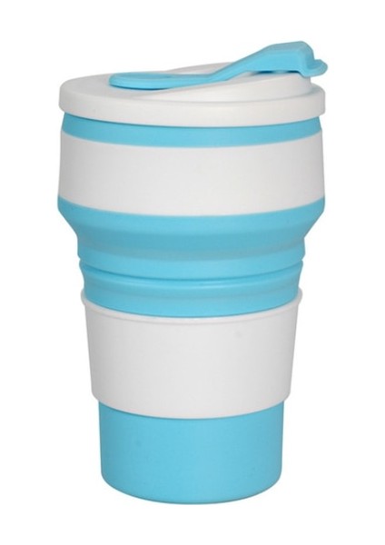 Mavi 350ML 350ML Silikon Pp Katlanır Bardak Katlanabilir Kupa Kapaklı Kahve Seyahat Açık Havada Taşınabilir Su Içme Çay Bardak Çok Fonksiyonlu (Yurt Dışından)