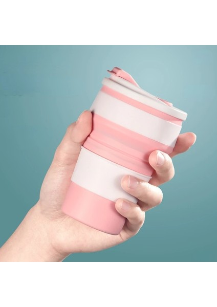 Mavi 350ML 350ML Silikon Pp Katlanır Bardak Katlanabilir Kupa Kapaklı Kahve Seyahat Açık Havada Taşınabilir Su Içme Çay Bardak Çok Fonksiyonlu (Yurt Dışından)