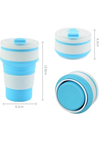 Mavi 350ML 350ML Silikon Pp Katlanır Bardak Katlanabilir Kupa Kapaklı Kahve Seyahat Açık Havada Taşınabilir Su Içme Çay Bardak Çok Fonksiyonlu (Yurt Dışından)