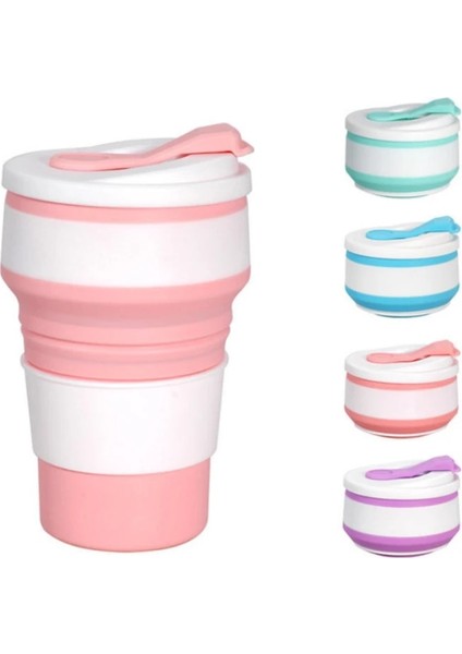 Mavi 350ML 350ML Silikon Pp Katlanır Bardak Katlanabilir Kupa Kapaklı Kahve Seyahat Açık Havada Taşınabilir Su Içme Çay Bardak Çok Fonksiyonlu (Yurt Dışından)