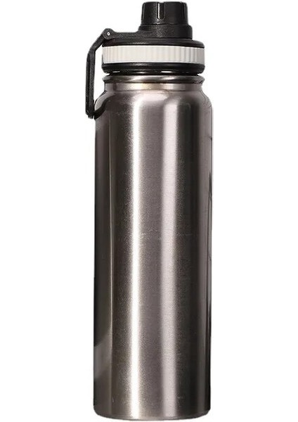 Gümüş 800 ml Paslanmaz Çelik Açık Termos Bardak Büyük Kapasiteli Uzay Pot 600/800/1000 ml Taşınabilir Spor Seyahat Araba Su Bardağı Su Isıtıcısı (Yurt Dışından)