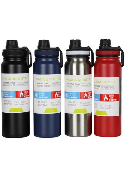 Gümüş 800 ml Paslanmaz Çelik Açık Termos Bardak Büyük Kapasiteli Uzay Pot 600/800/1000 ml Taşınabilir Spor Seyahat Araba Su Bardağı Su Isıtıcısı (Yurt Dışından)