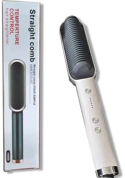 2 In 1 Beyaz Ingiltere Çok Fonksiyonlu 2 In 1 LCD Termostatik Düzleştiriciler ve Saç Maşası Şekillendirici Aracı Kadın Bling Sıcak Tarak Düzleştirici Fırça Saç (Yurt Dışından)